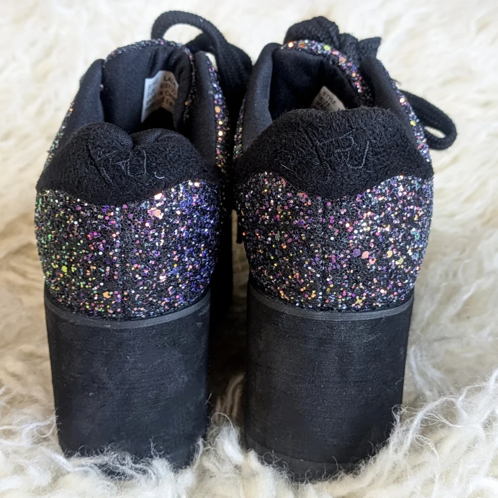 Black and Purple Glitter YRU Lala Platform Sneakers Size 6 - Picture 5 of 6